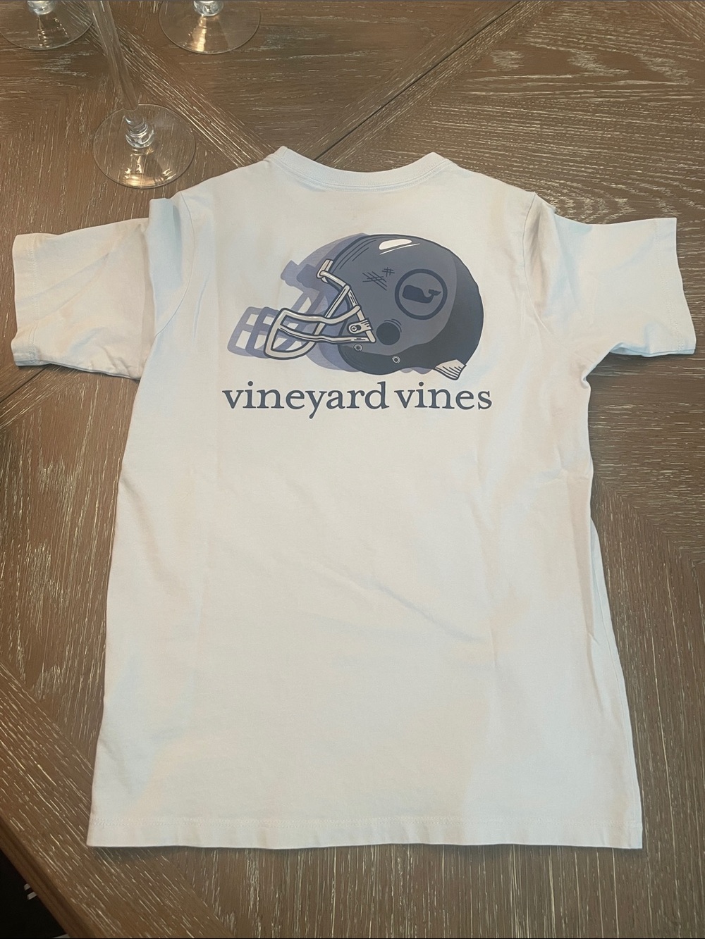 Vineyard Vines White Tee with Navy Helmet Graphic